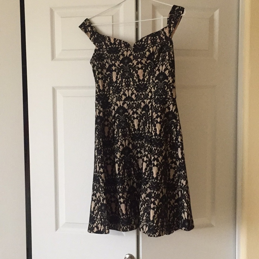 Off the shoulder black lace dress